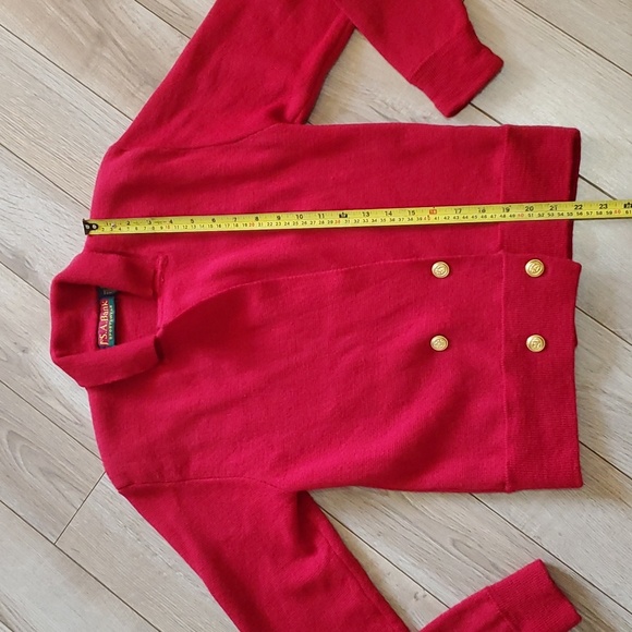**Jos A Bank Red Wool Button Sweater - Picture 6 of 10